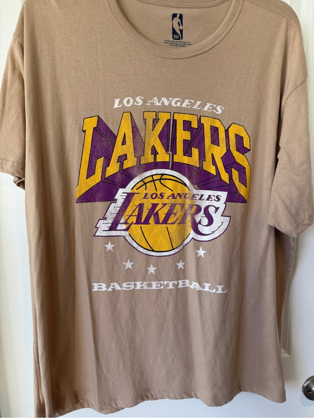 NBA Los Angeles Lakers Tan Graphic Team Tee with Yellow & Purple Logo - Picture 2 of 5